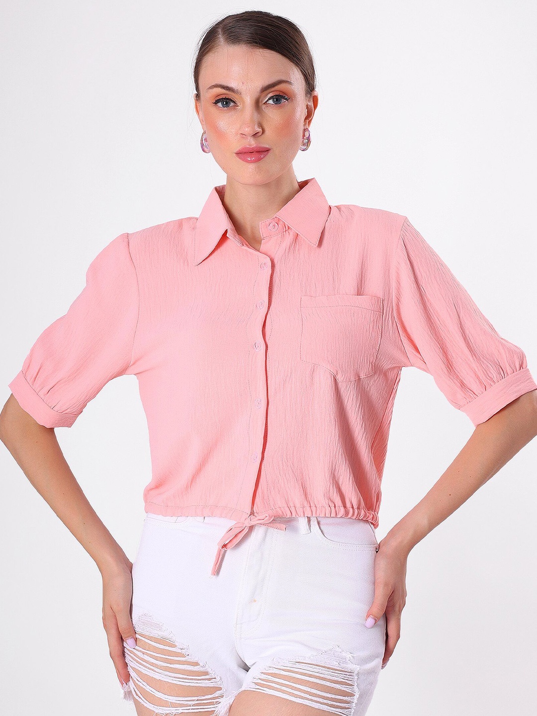 

clobug Women Relaxed Opaque Casual Shirt, Pink