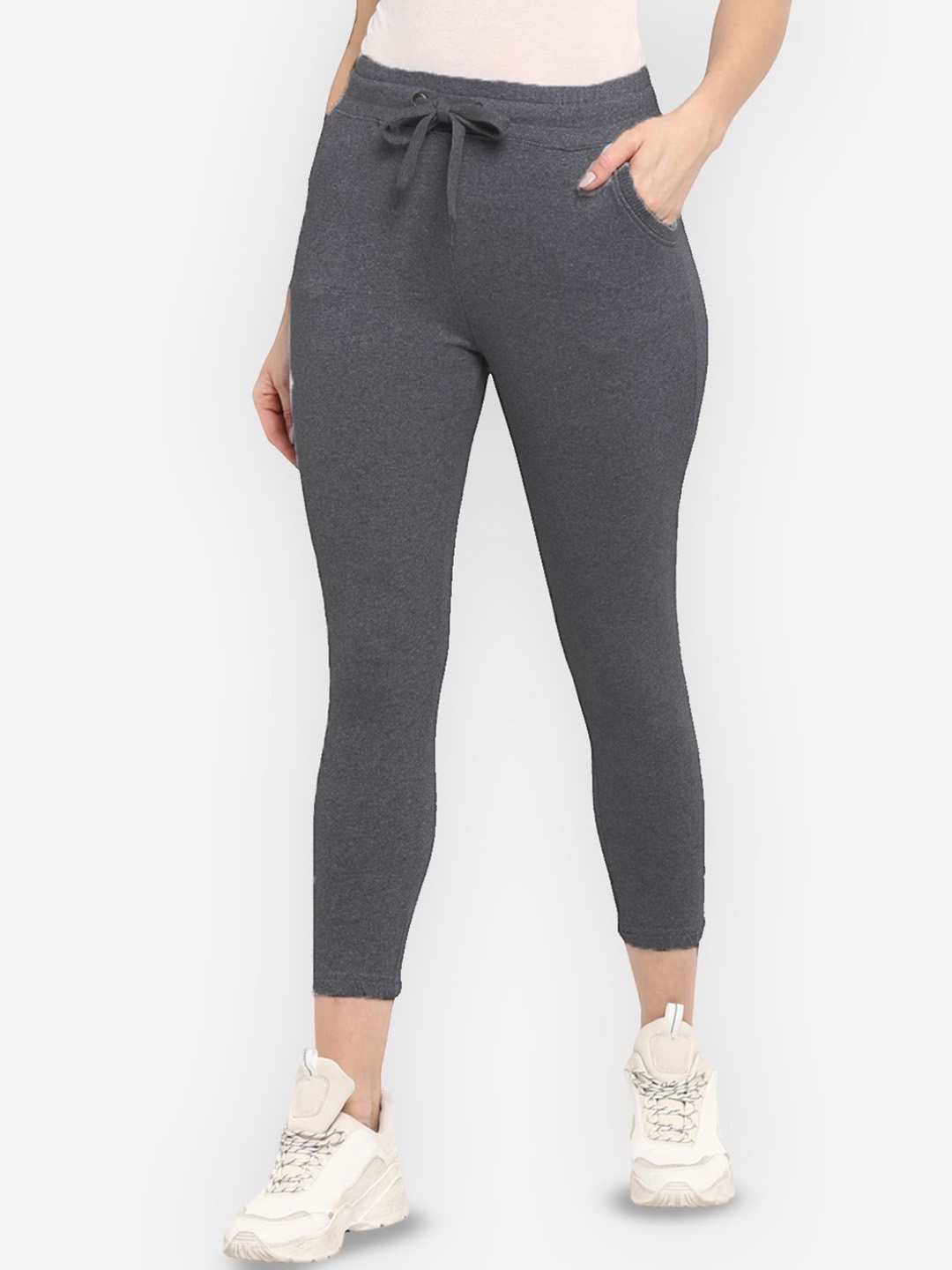 

Metronaut Women Slim-Fit Mid Rise Joggers, Charcoal
