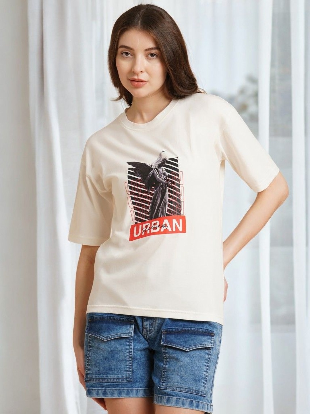 

DressBerry Women Printed Pockets T-shirt, White
