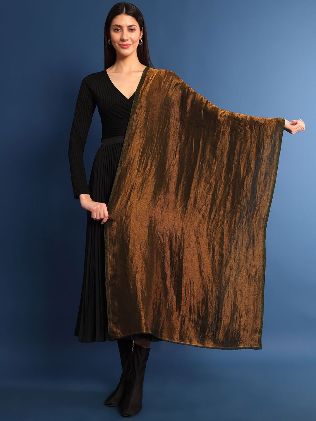 

Pashmoda Woven Design Woollen Shawl, Green