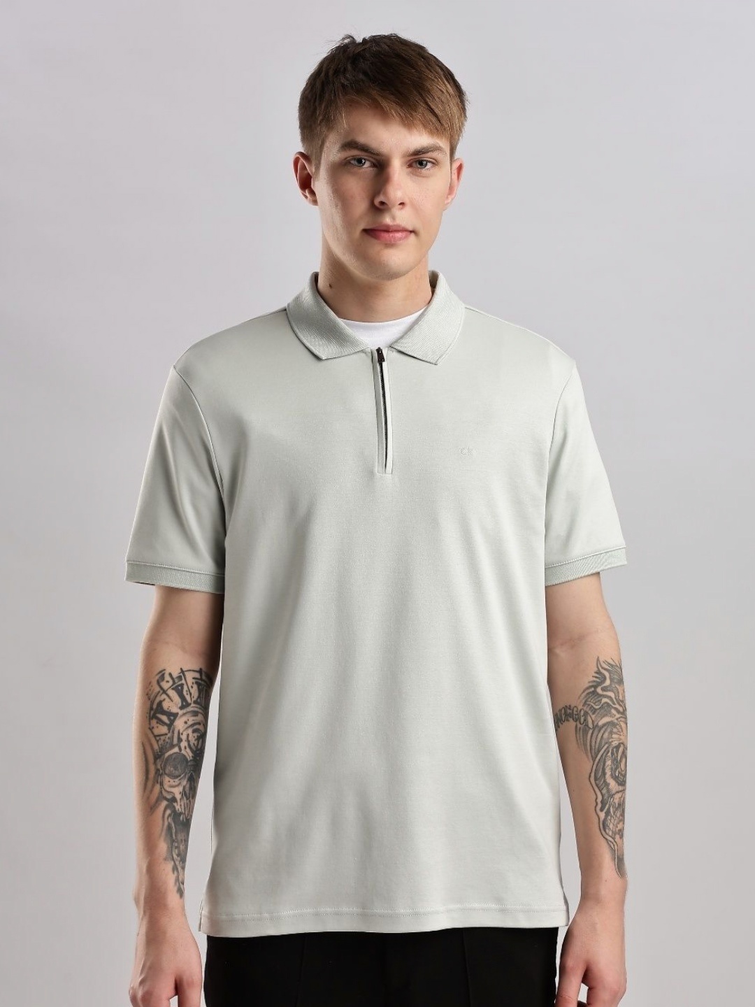 

Calvin Klein Jeans Men Polo Collar Organic Cotton Pockets T-shirt, Green