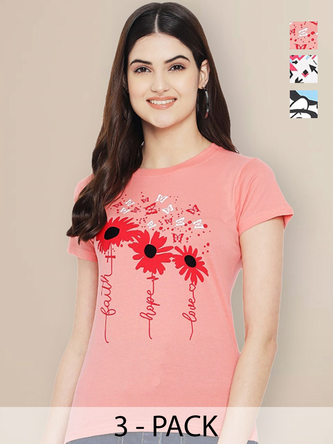 

Metronaut Women Typography 3 Printed Applique T-shirt, Multi