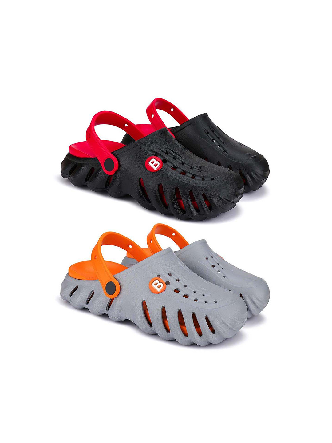 

BERSACHE Boys Set Of 2 Clogs, Grey