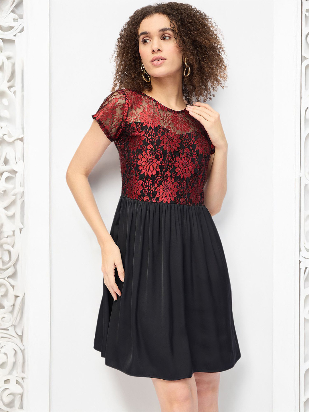 

all about you Floral Print Fit & Flare Dress, Black
