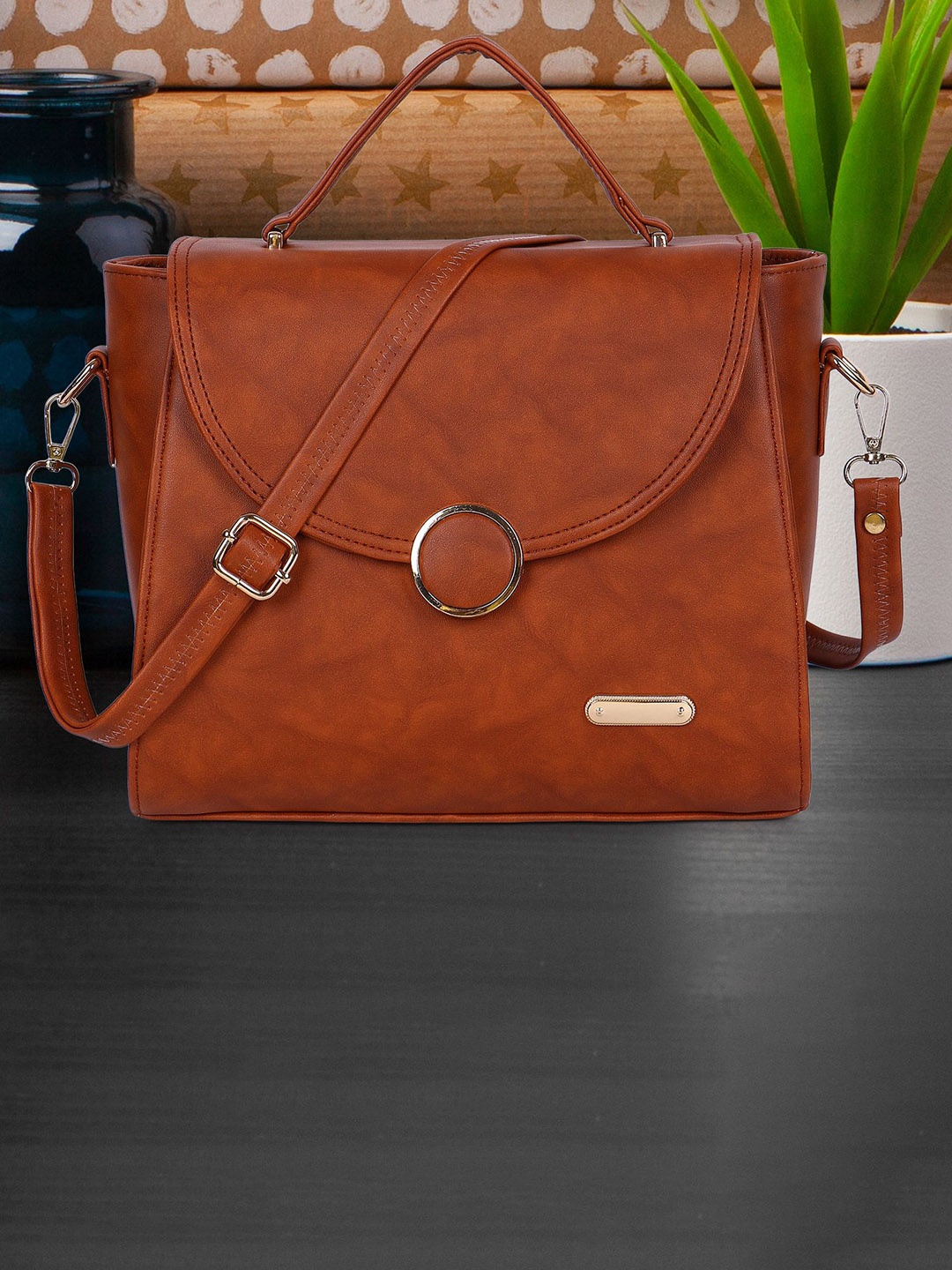 

LADY QUINTON PU Structured Handheld Bag, Tan