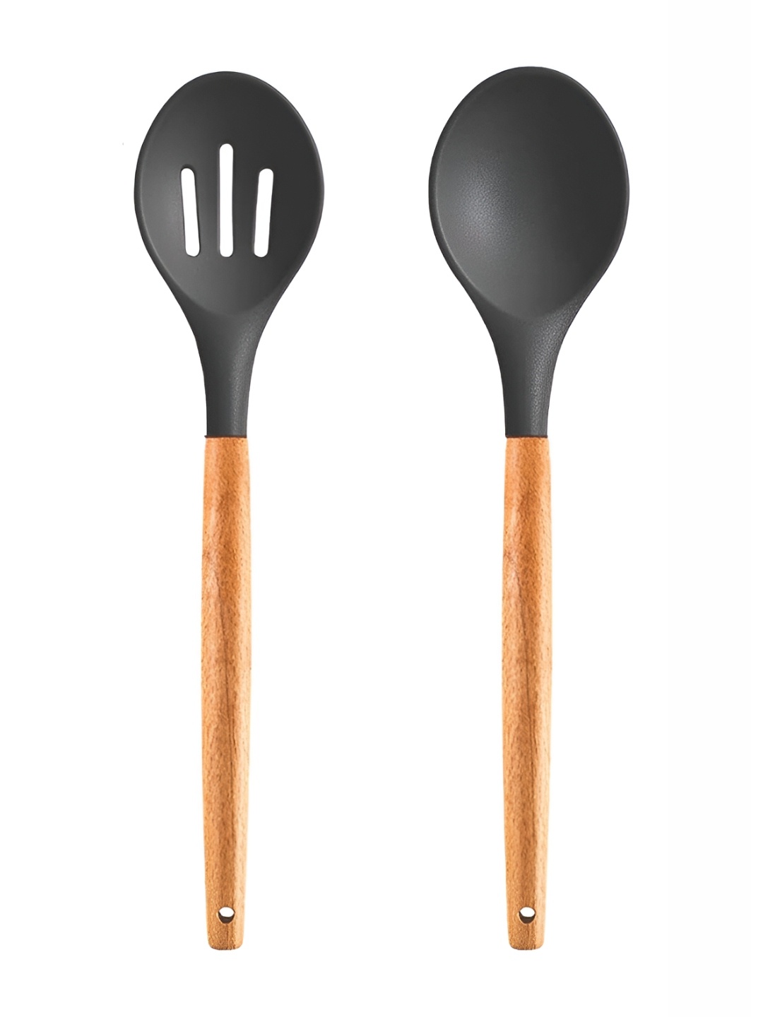 

We3 Grey 2 Pieces Silicone Serving Spoon And Slotted Spoon