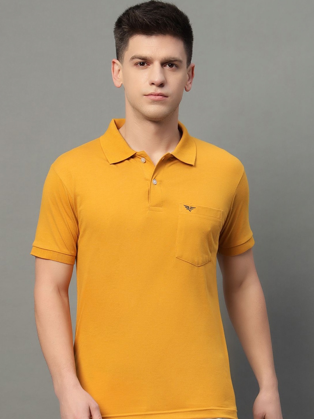 

XYRIS Men Polo Collar T-shirt, Mustard