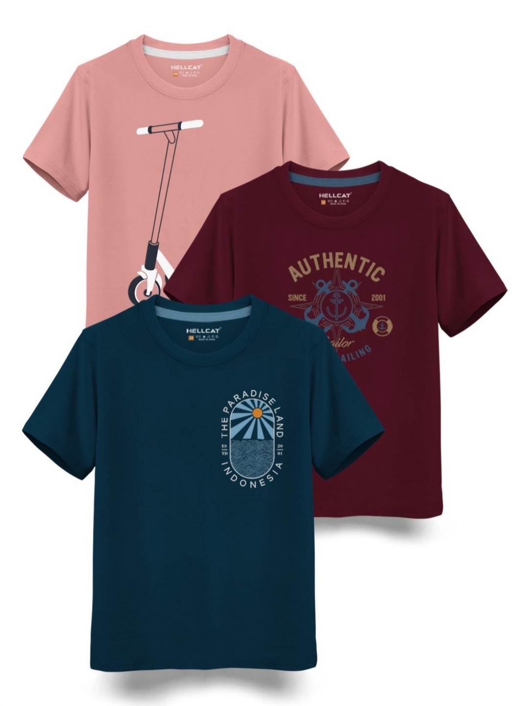 

HELLCAT Boys Typography 3 Printed T-shirt, Maroon