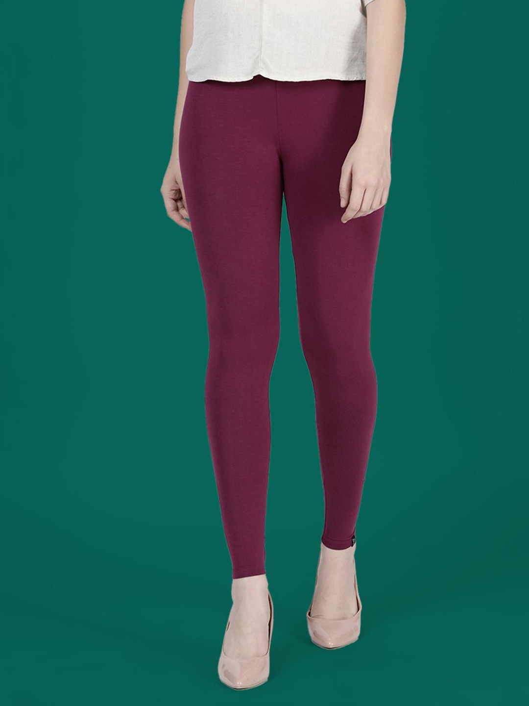 

TWIN BIRDS Women Viscose Blend Solid Beet Root Ankle Length Legging, Violet