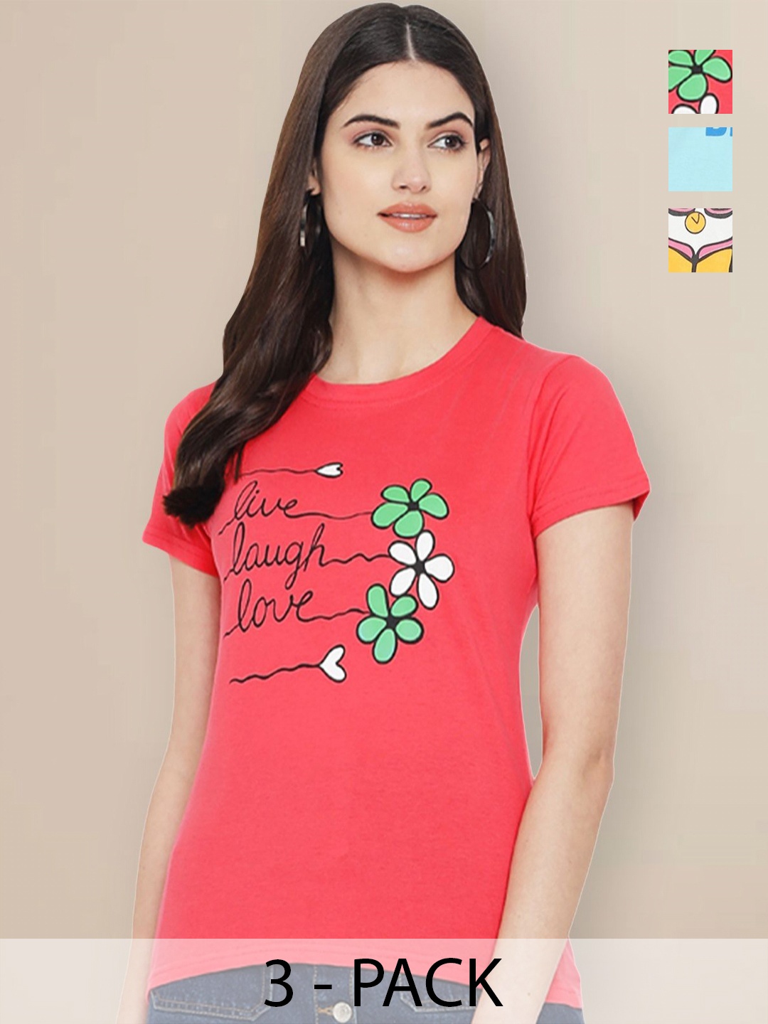 

Metronaut Women Typography 3 Printed Applique T-shirt, Multi