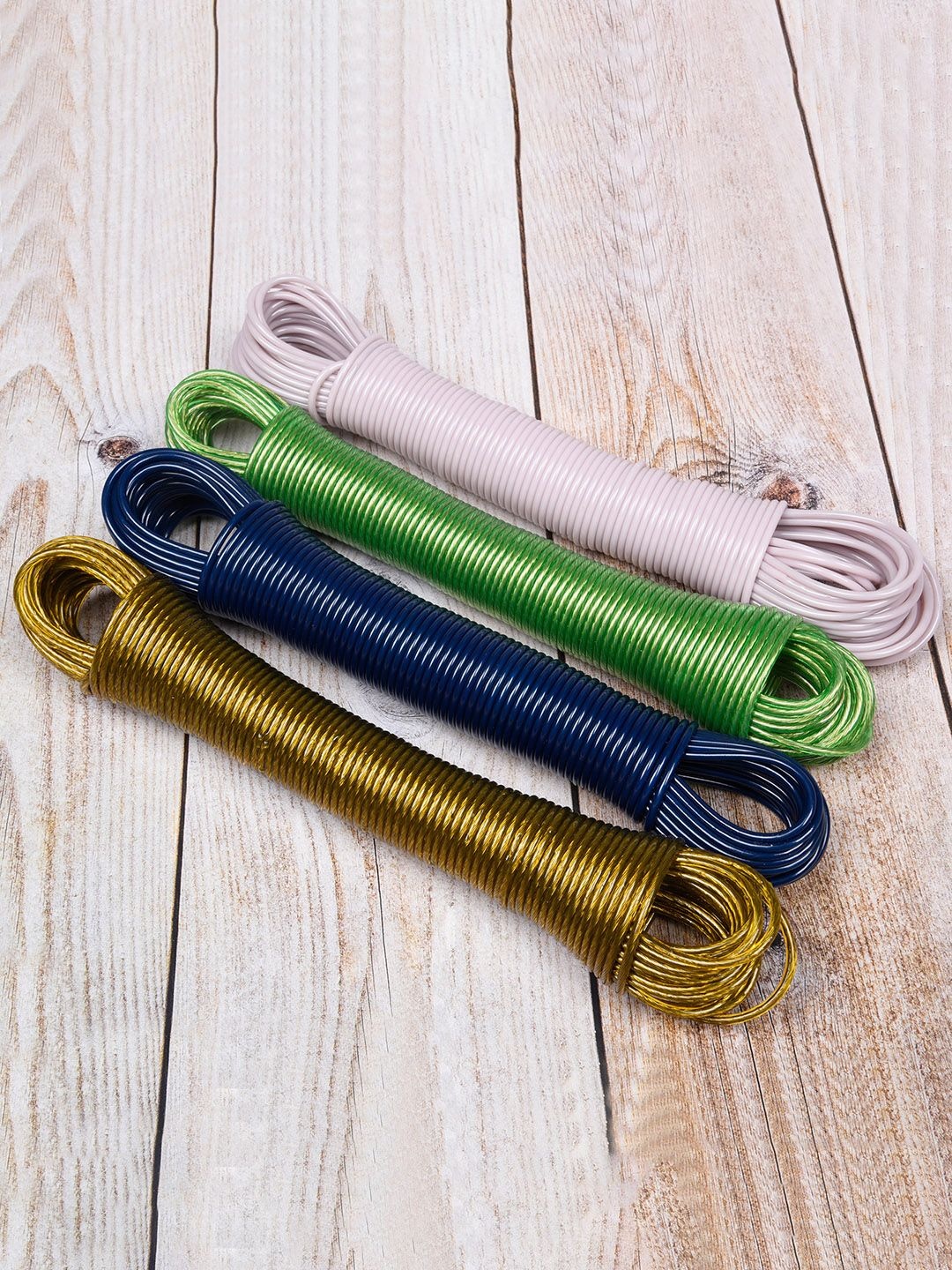 

Kuber Industries Yellow & Blue 2 Pieces PVC Coated Laundry Cloth Drying Rope with 2 Hooks, Gold