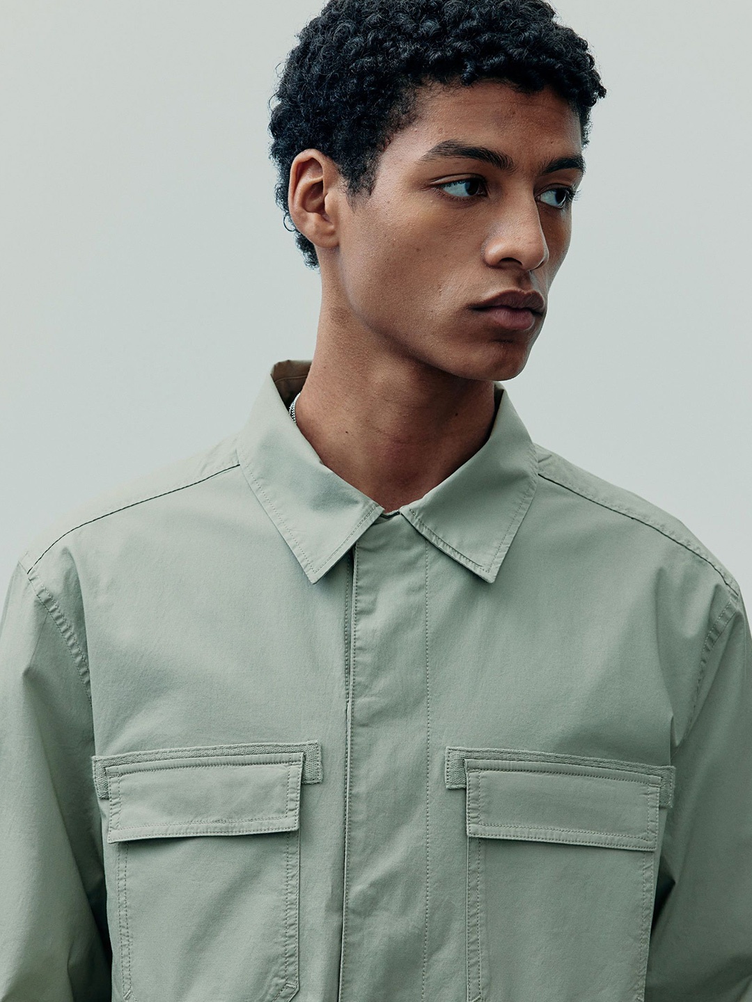 

H&M Regular Fit Utility Overshirt, Green