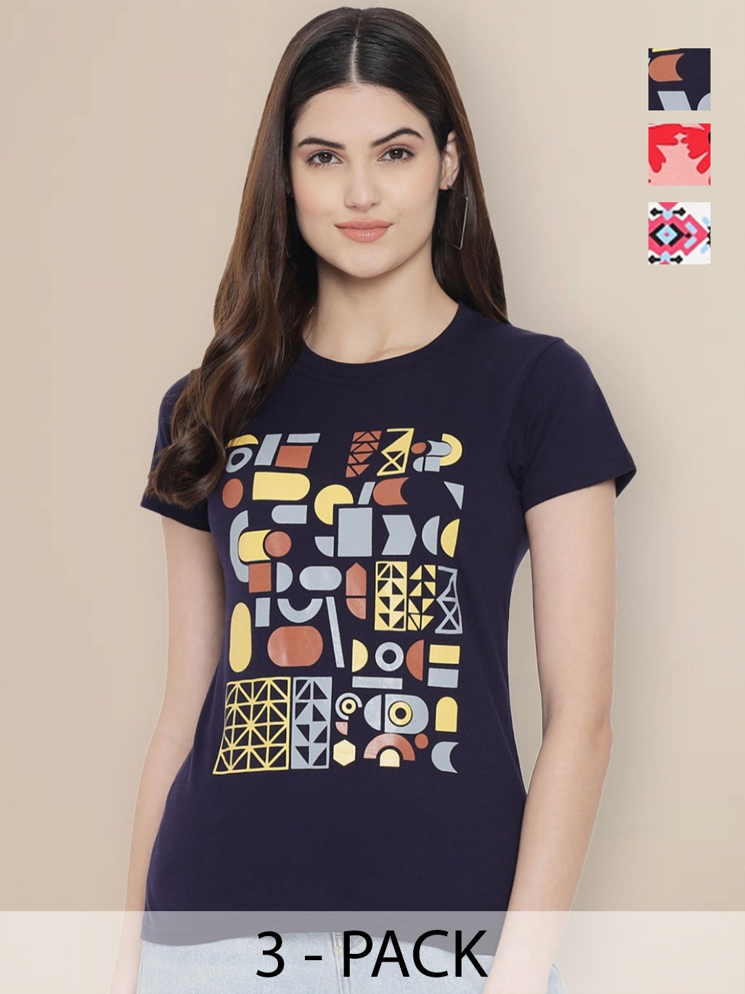 

Metronaut Women Typography 3 Printed Applique T-shirt, Multi