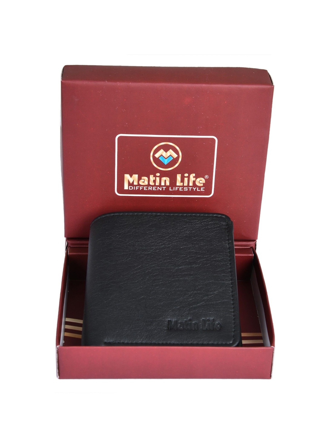 

MATIN LIFE Men PU Two Fold Wallet, Black