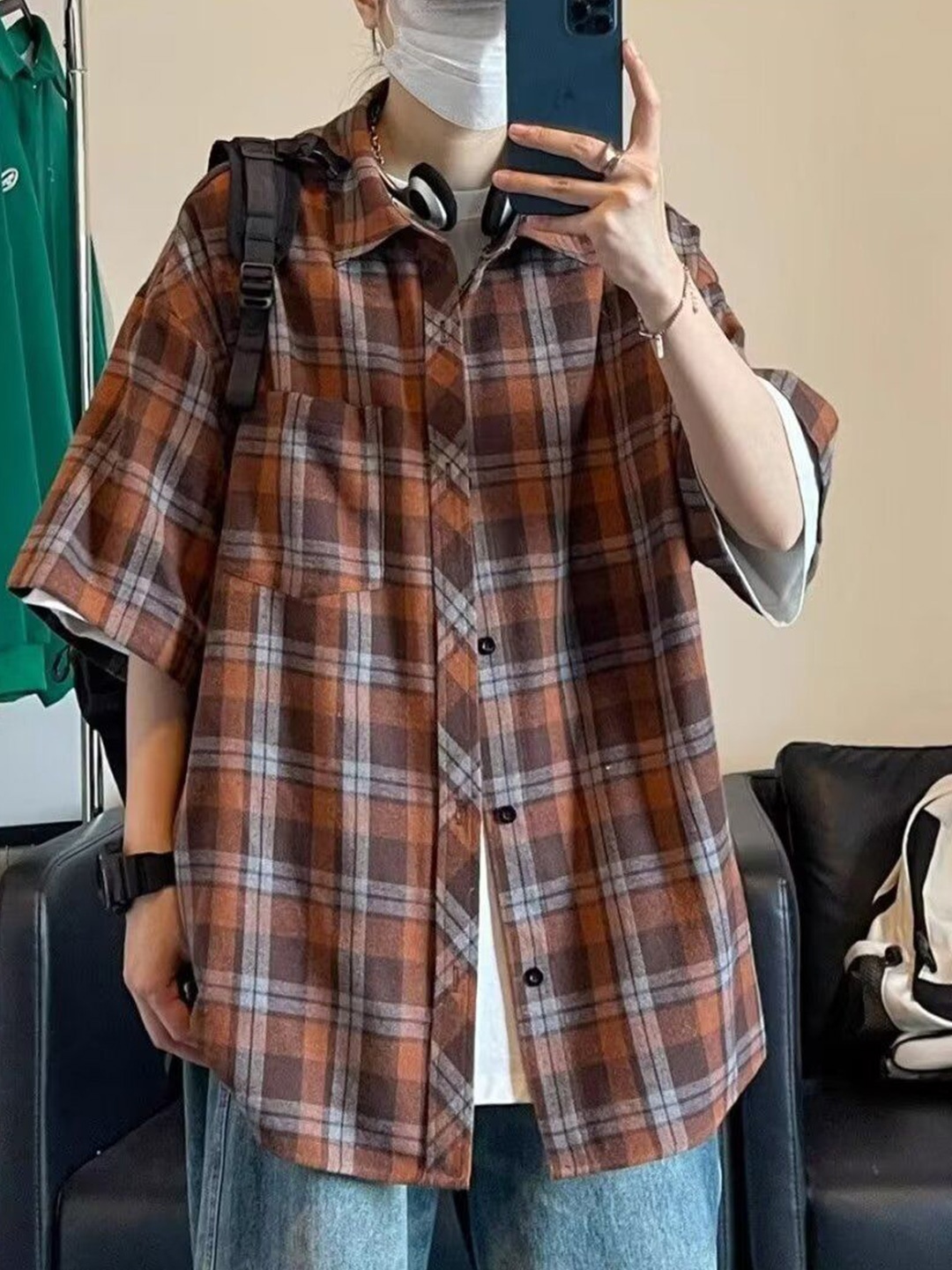 

StyleCast Men Opaque Checked Casual Shirt, Brown