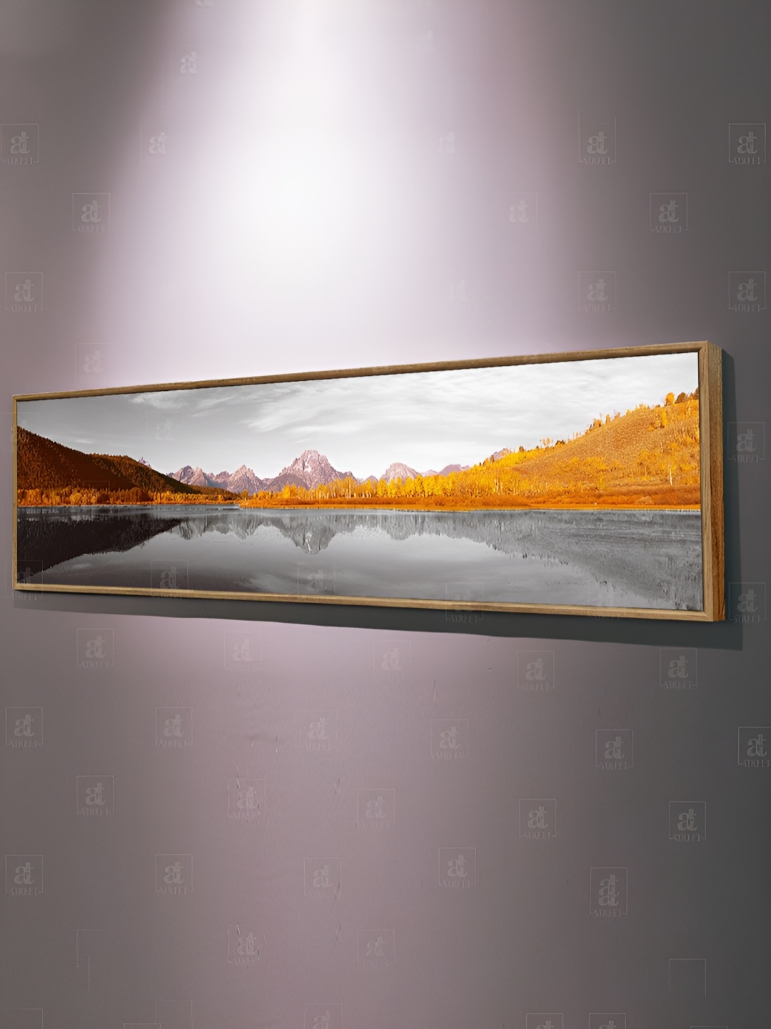 

Myntra Elegant Homes White & Grey Scenic Mountain Mirror View In The Lake Wall Painting