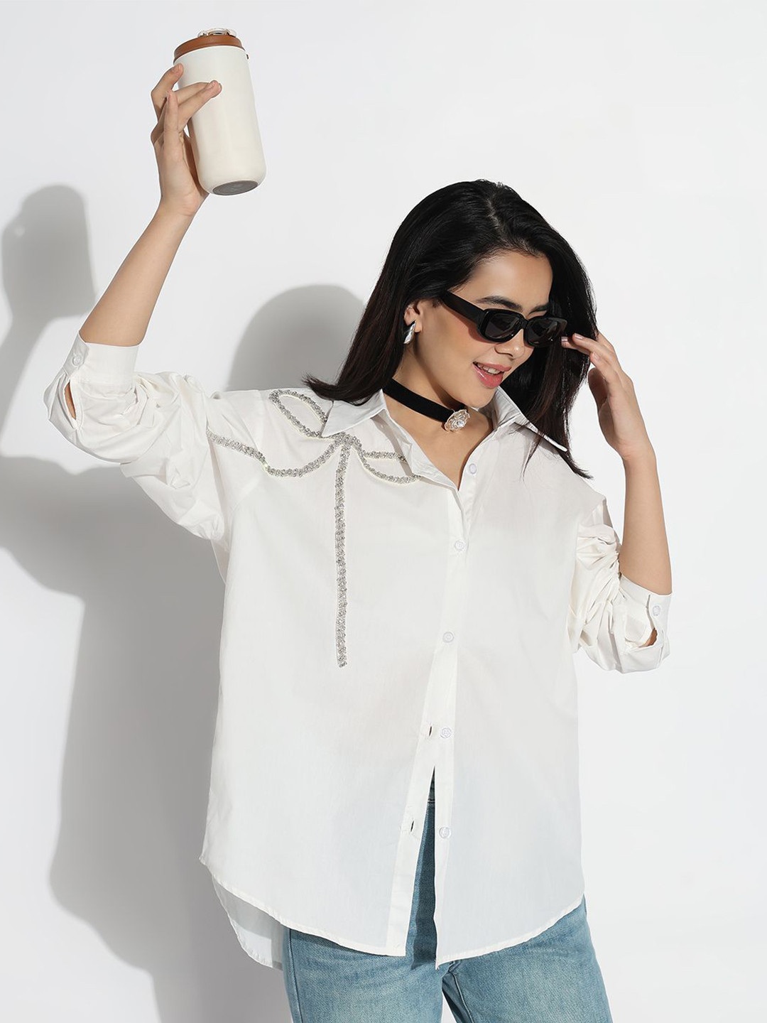 

SHOWOFF Women Comfort Opaque Casual Shirt, White