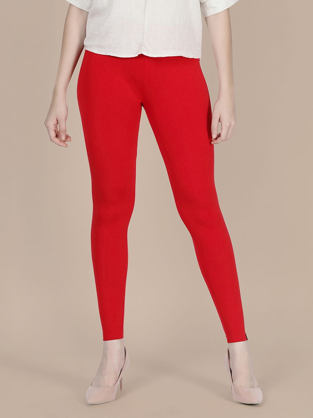 

TWIN BIRDS Women Ankle Length Leggings, Red