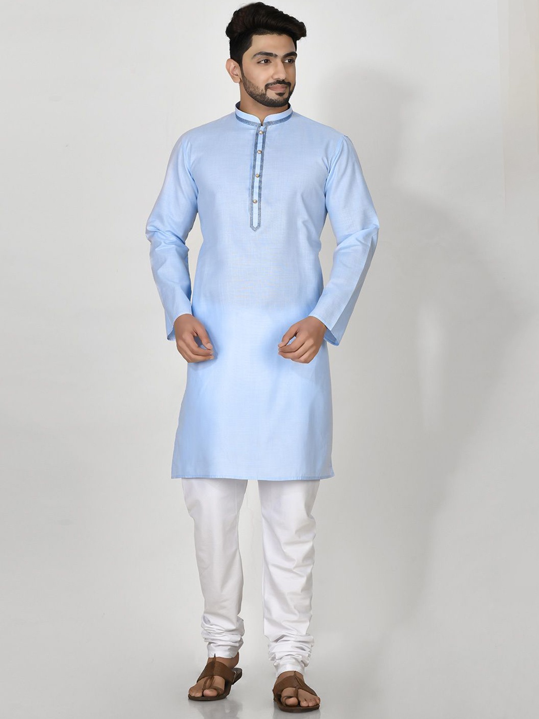

RANAK Men Regular Pure Cotton Kurta with Pyjamas, Blue