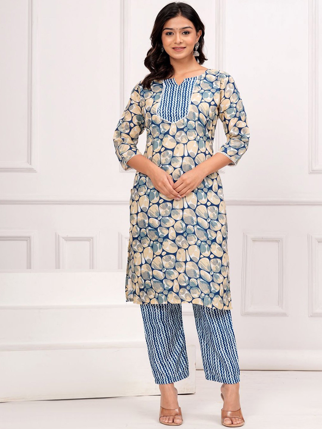 

Moda Rapido Women Printed Regular Kurta with Trousers, Yellow