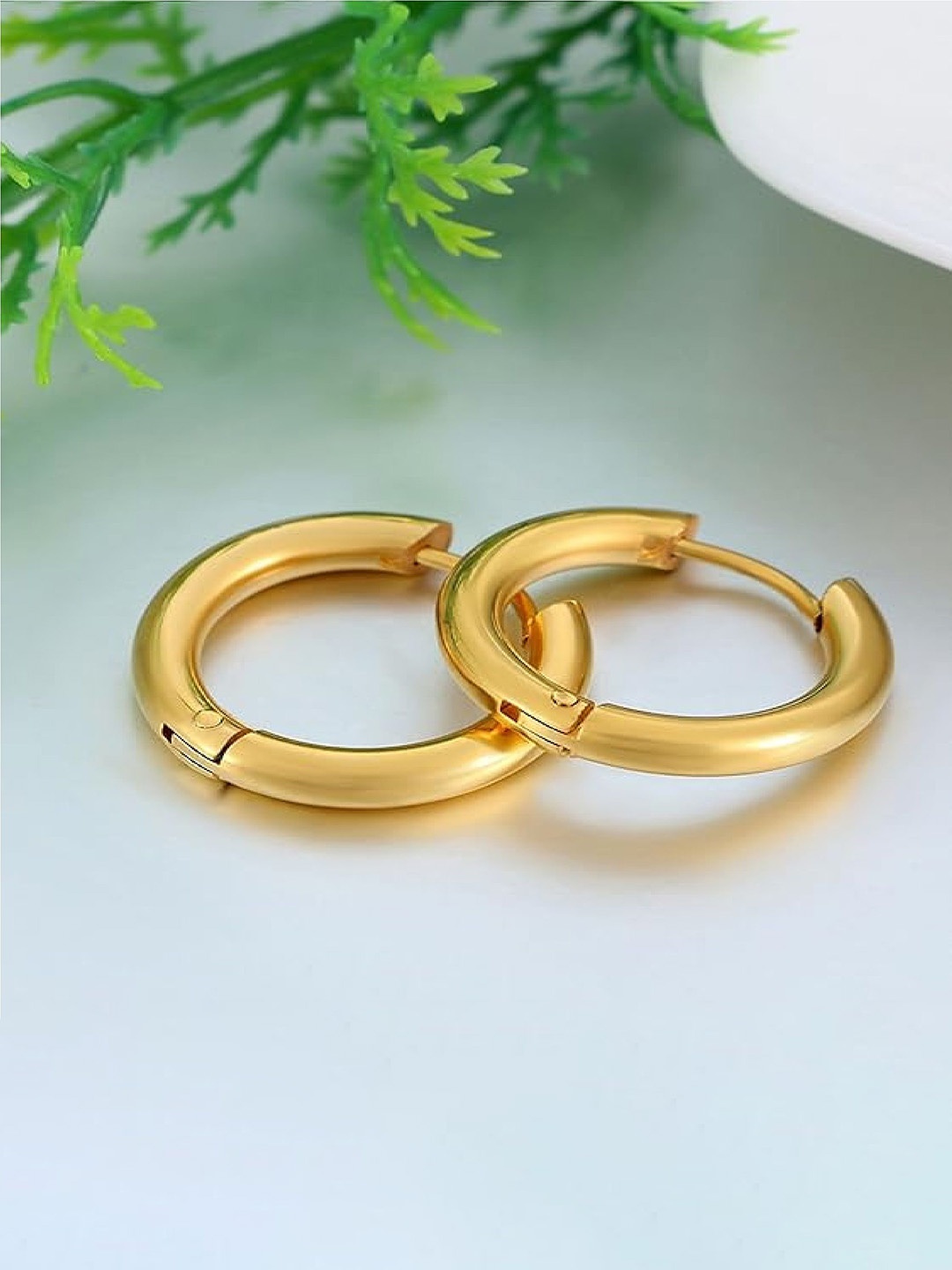 

Crazy Fashion Stainless Steel Circular Hoop Earrings, Gold