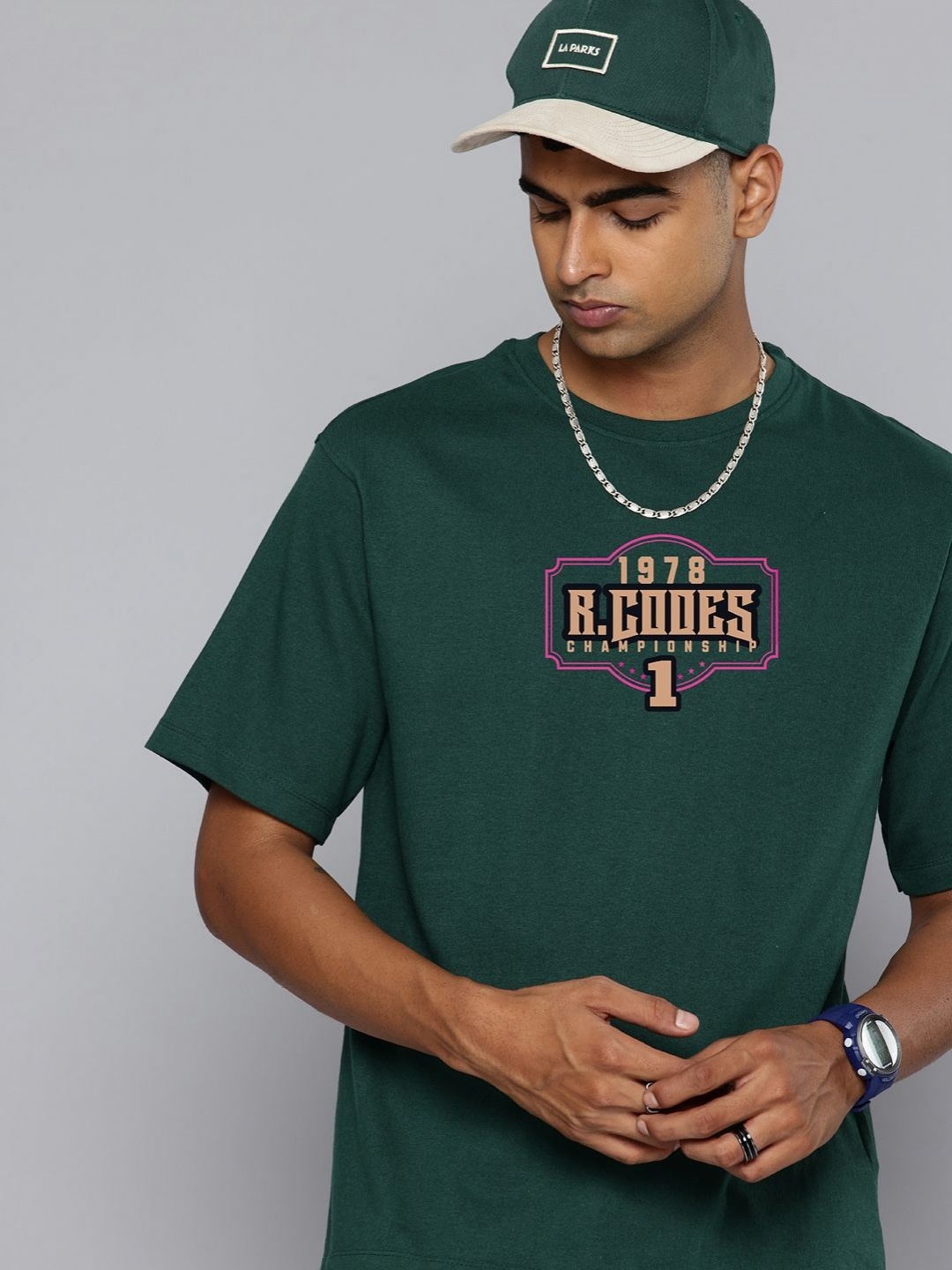 

R.Code by The Roadster Life Co. Men Printed T-shirt, Green