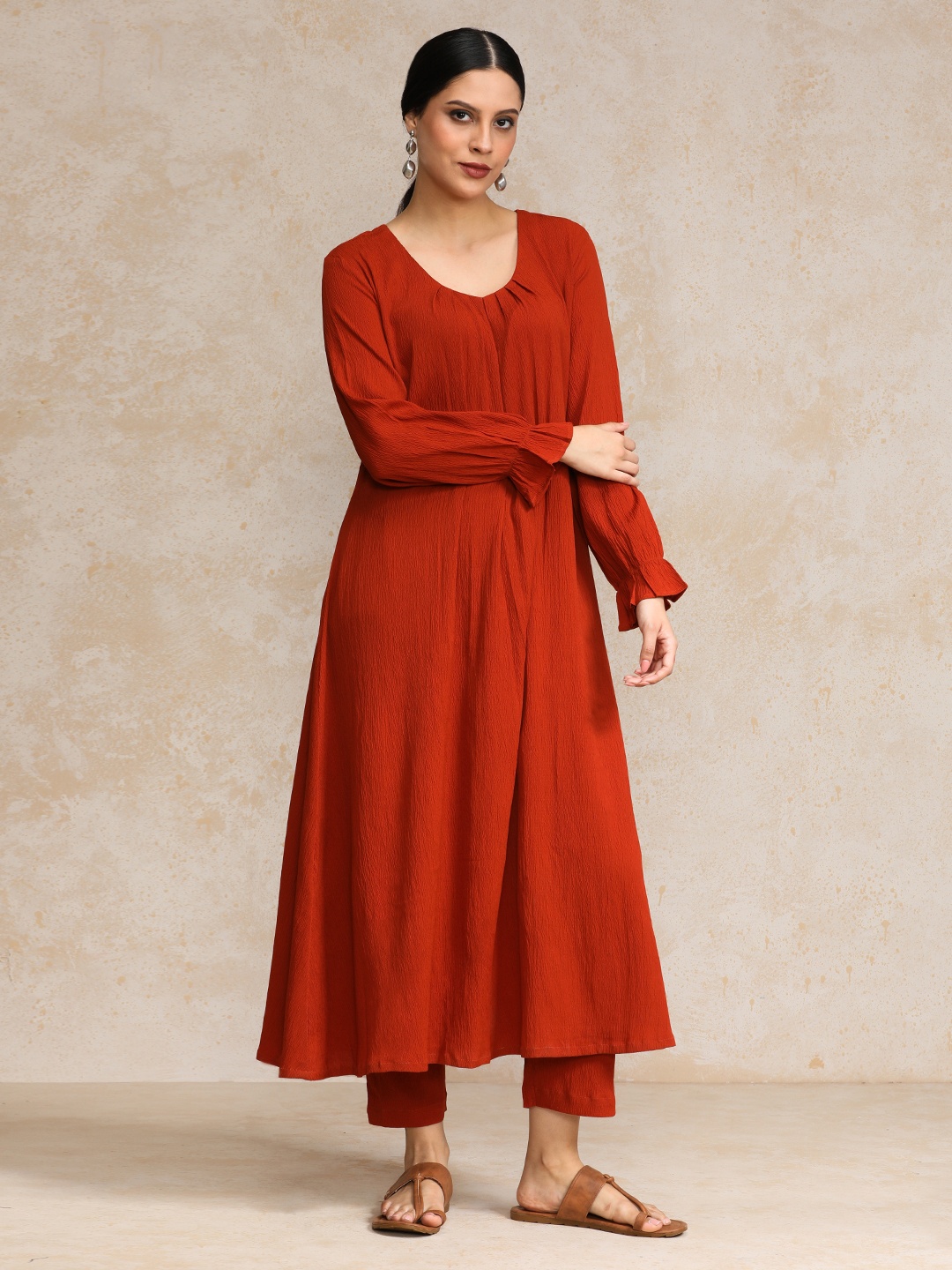 

Varanga Women Empire Kurta with Trousers, Rust