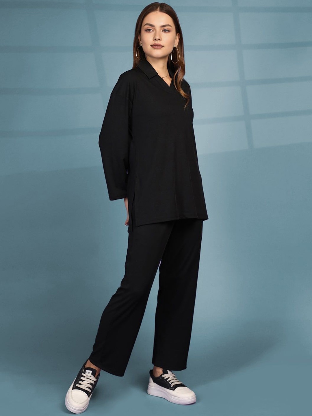 

Chemistry Polo Collar T-Shirt With Trousers, Black