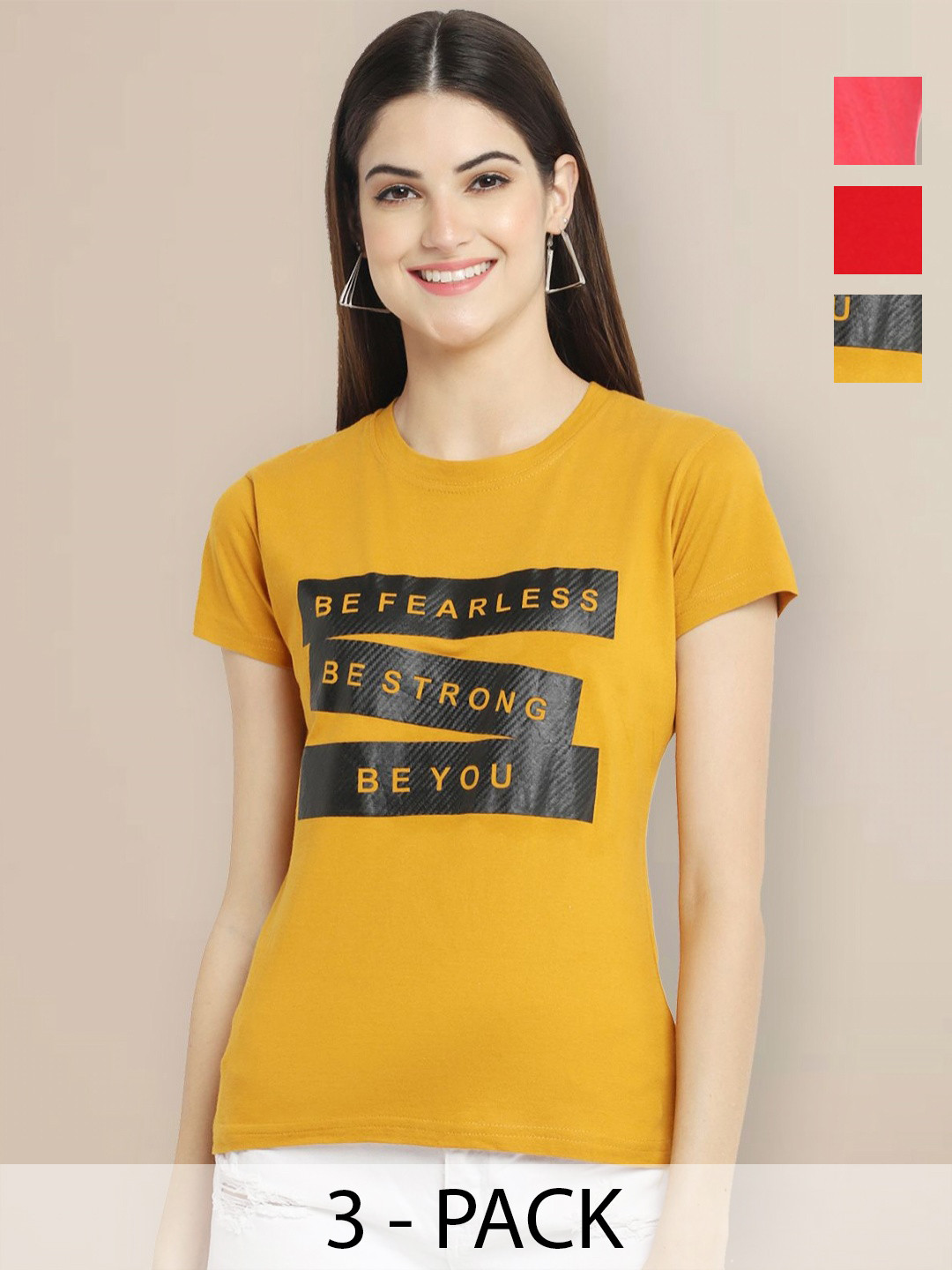 

Metronaut Women Typography 3 Printed Applique T-shirt, Multi