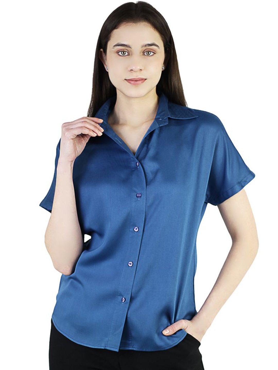 

ARTYSKA Women Relaxed Opaque Formal Shirt, Blue