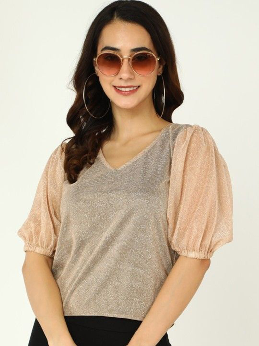 

DressBerry Puff Sleeve Top, Peach
