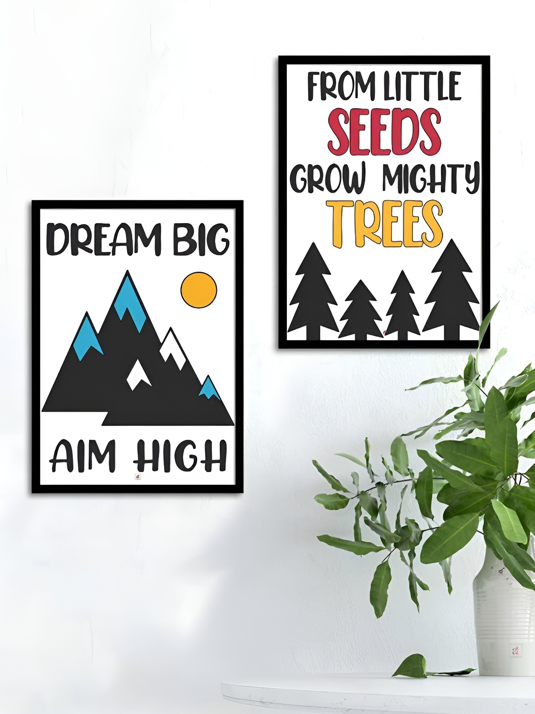 

Myntra Elegant Homes Black & White 2 Pieces Typography Printed Wall Paintings