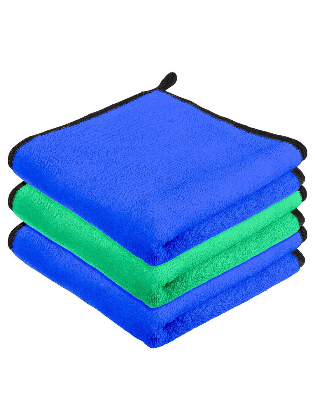 

Kuber Industries Pack Of 2 Blue 400 GSM Microfiber Cleaning Cloth With Hanging Loop