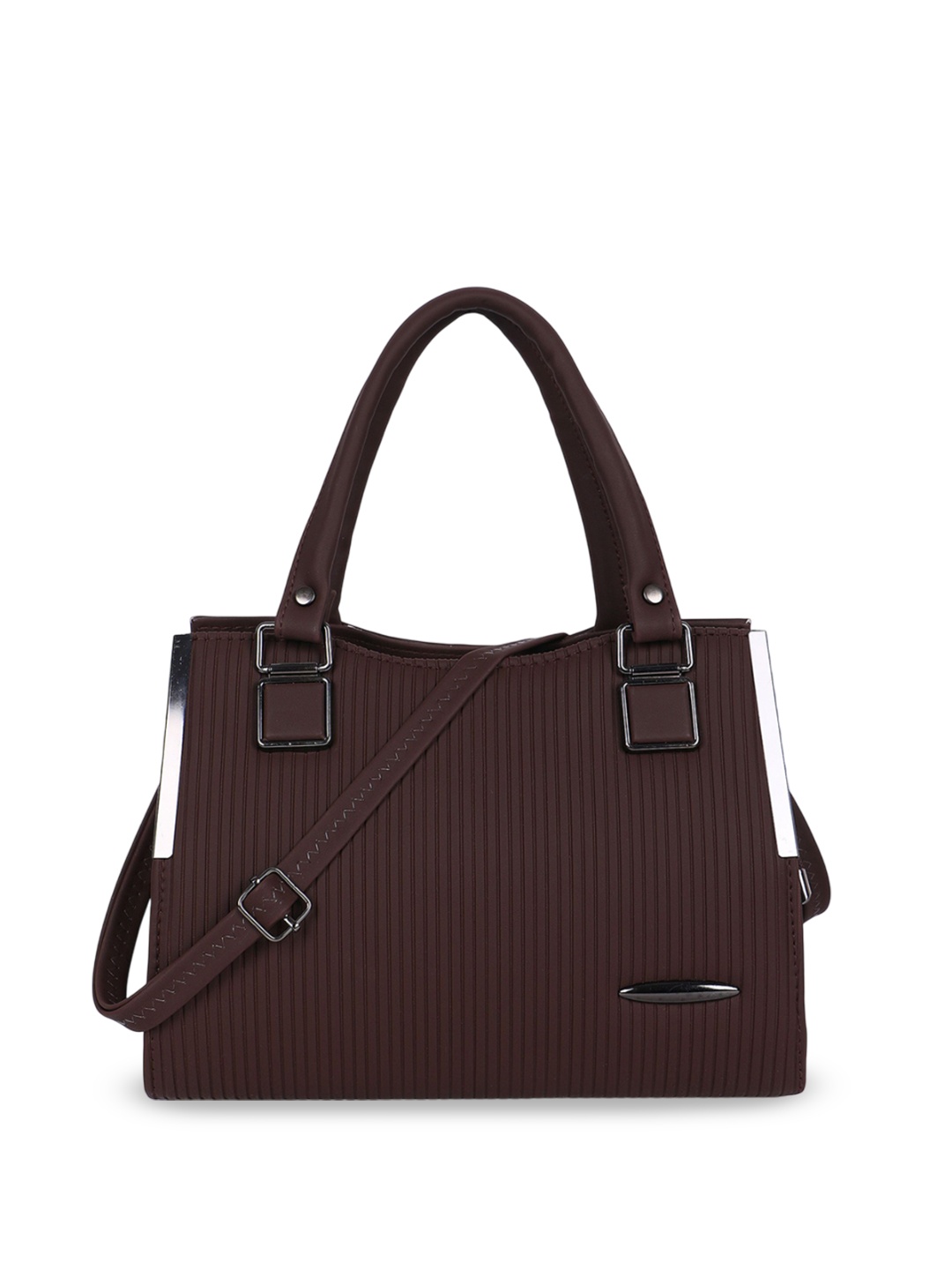 

LADY QUINTON Striped PU Oversized Structured Handheld Bag with Fringed, Brown