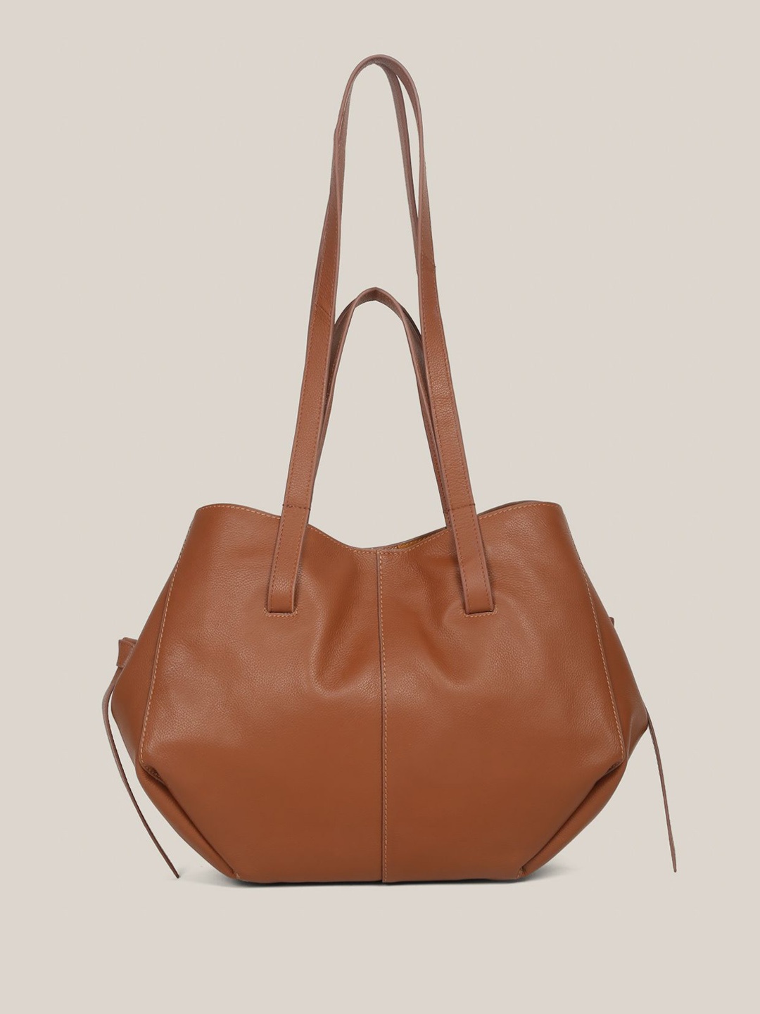 

HATS OFF ACCESSORIES Leather Swagger Hobo Bag with Tasselled, Tan