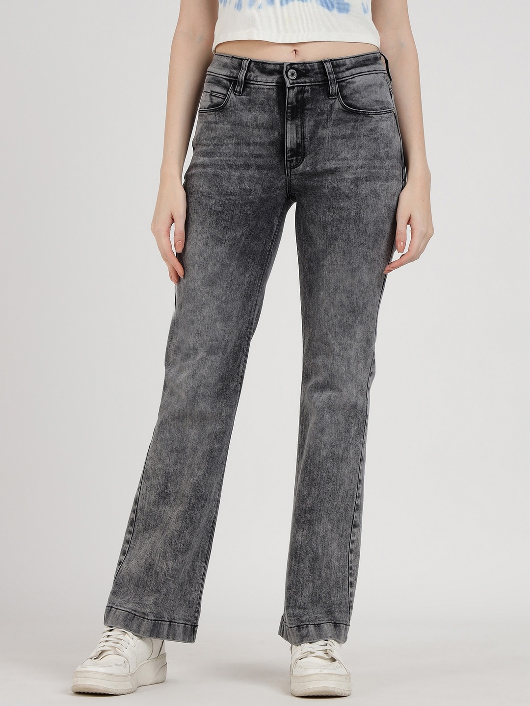 

GUESS Women Bootcut High-Rise Heavy Fade Jeans, Grey