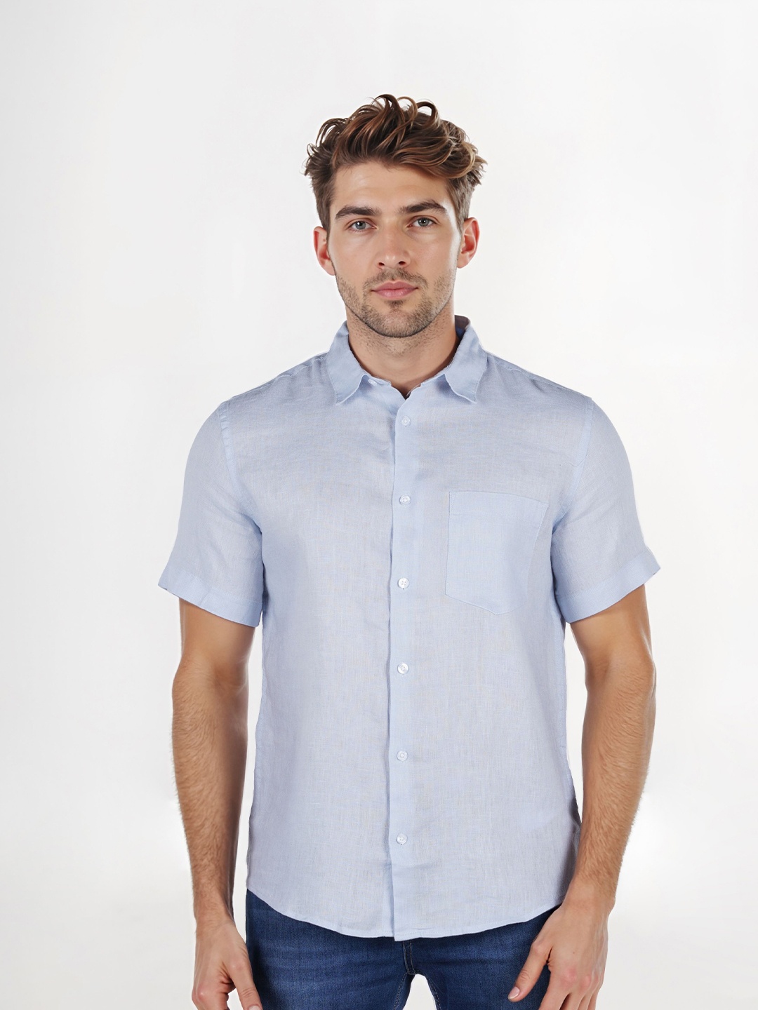 

Celio Men Classic Opaque Casual Shirt, Blue