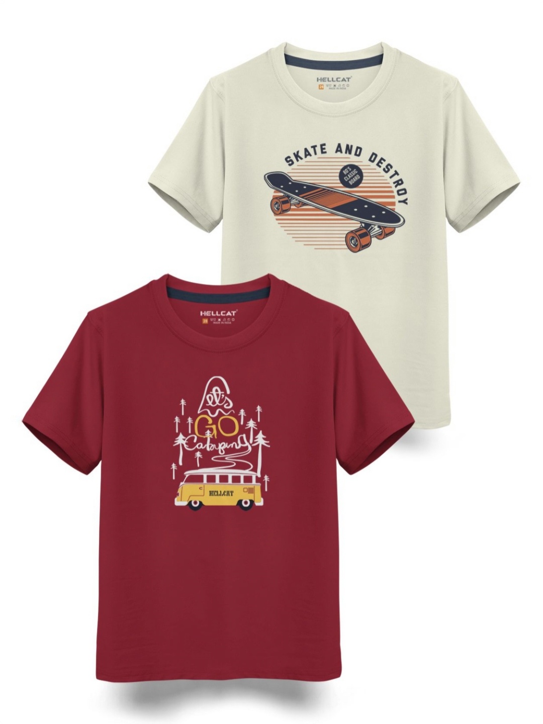 

HELLCAT Boys Typography 2 Printed T-shirt, Maroon