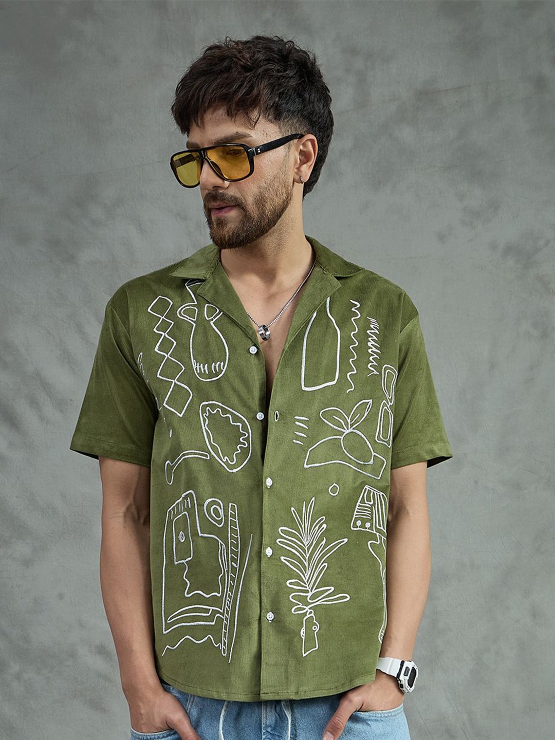 

FUGAZEE Men Floral Opaque Casual Shirt, Khaki