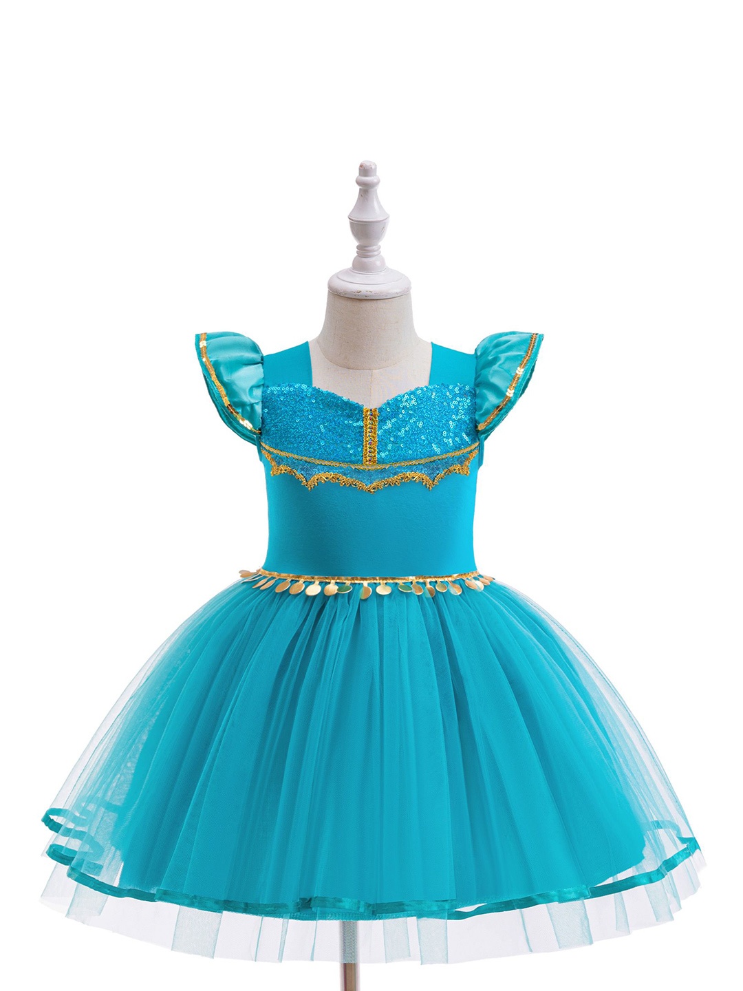 

StyleCast x Revolte Puff Sleeve Net A-Line Dress, Blue