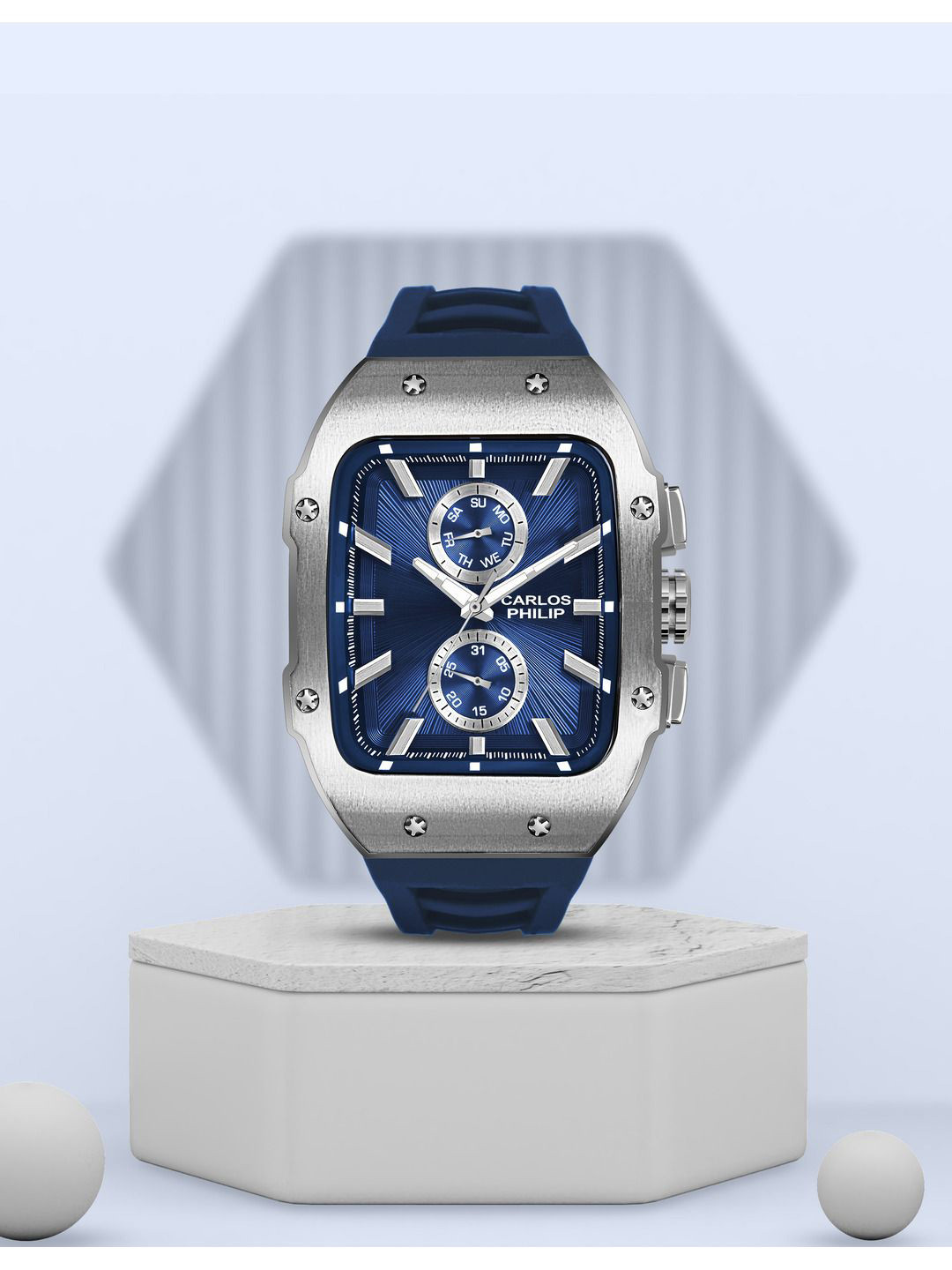 

CARLOS PHILIP Men Brass Dial & Straps Analogue Watch S03950-4, Blue