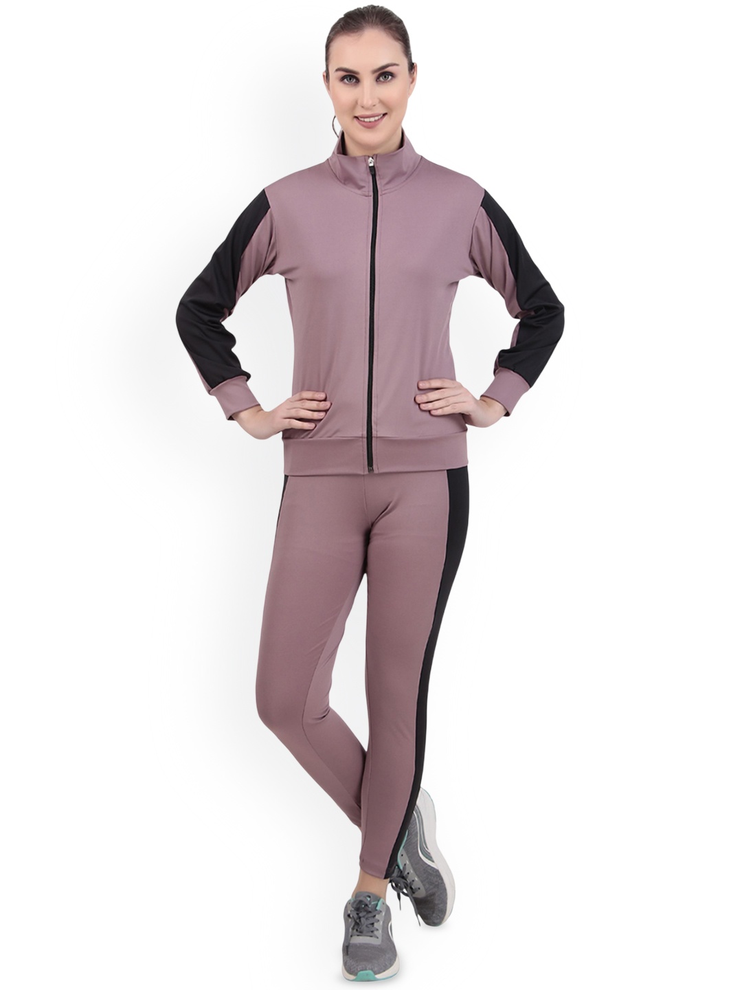 

Benzos Women's Mock Collar Tracksuit, Pink