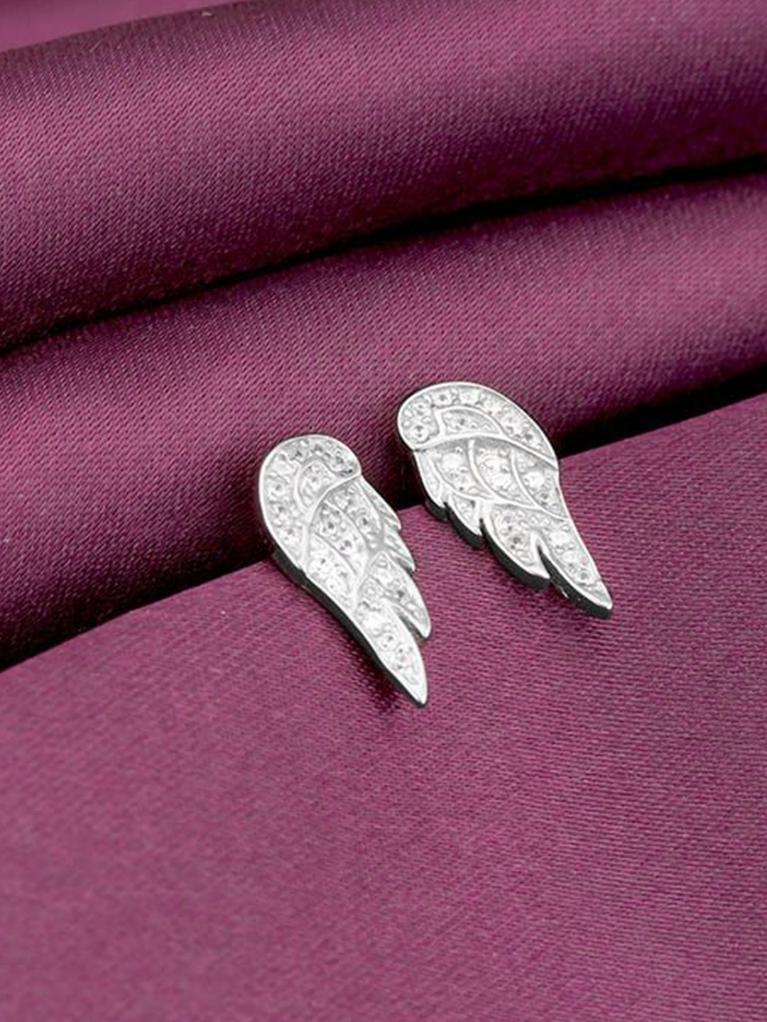 

GIVA 925 Sterling Silver Rhodium-Plated Zircon Studded Wing It Studs