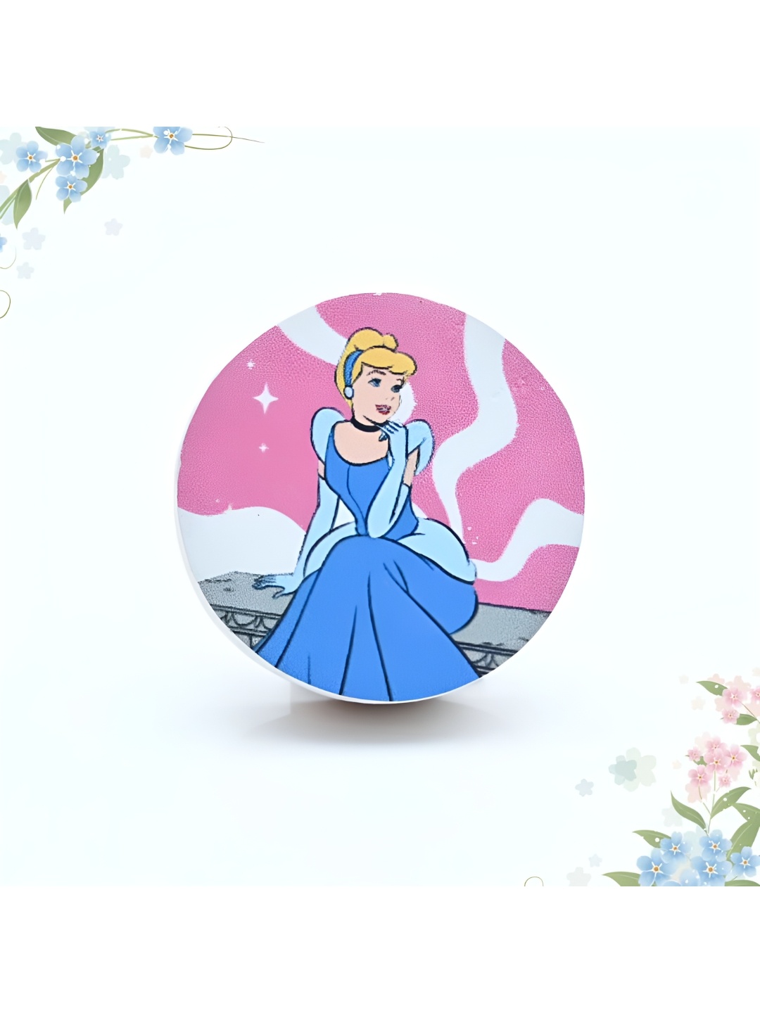 

Pinch of Pretty Pink & Blue Cinderella Sitting Themed Drawer Wooden Knob