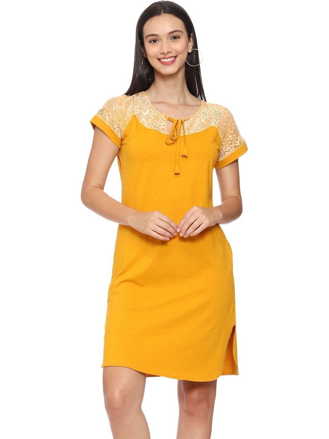 

ROARERS Off-Shoulder A-Line Dress, Mustard