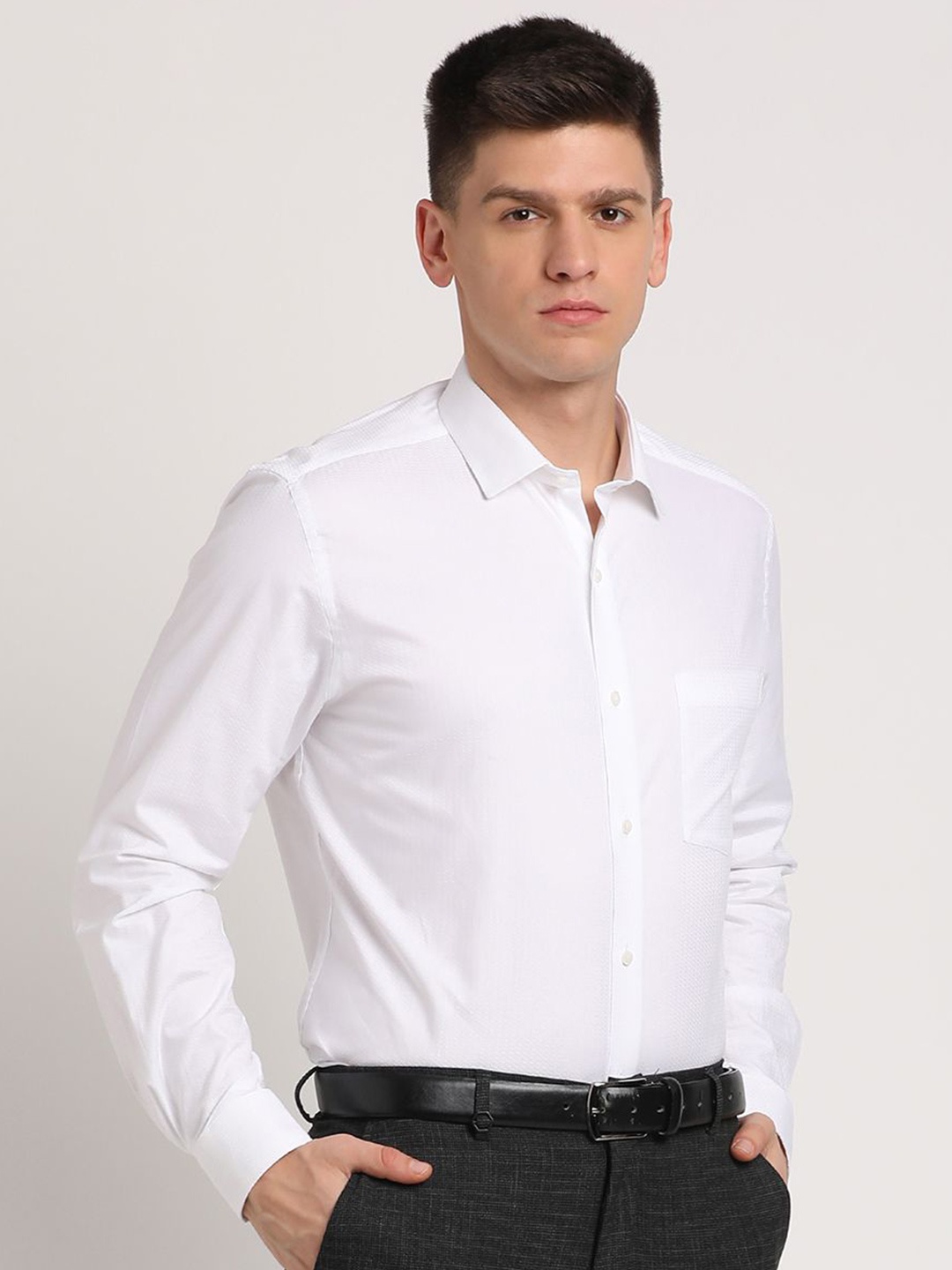 

Turtle Men Standard Opaque Formal Shirt, White