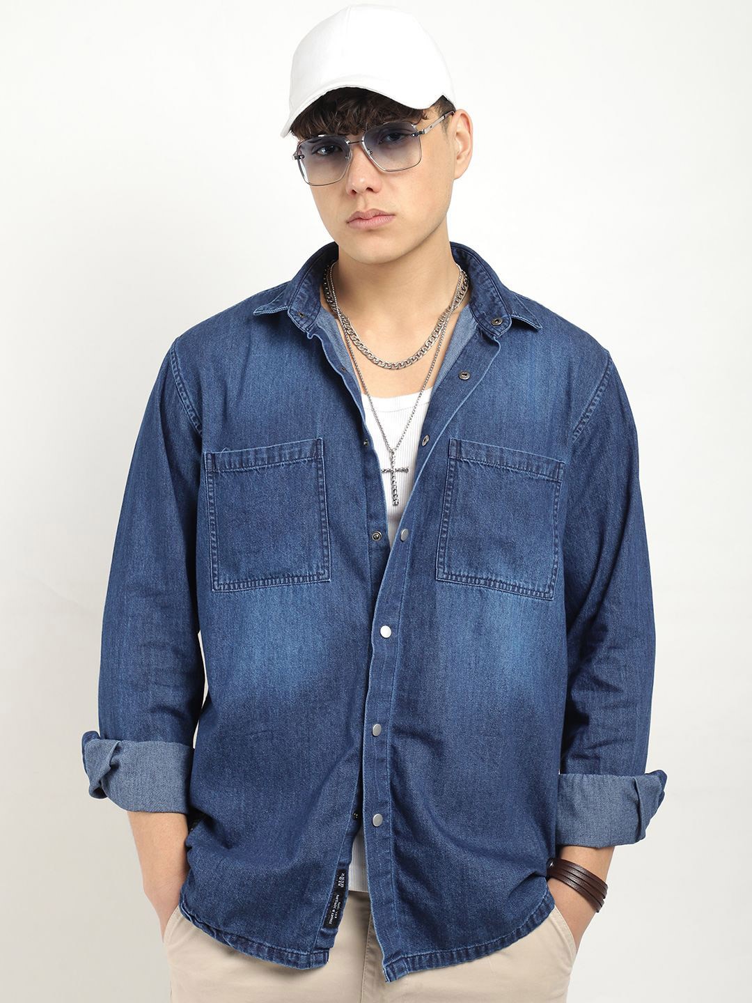 

JIMMY & JORDAN Men Standard Opaque Casual Shirt, Navy blue