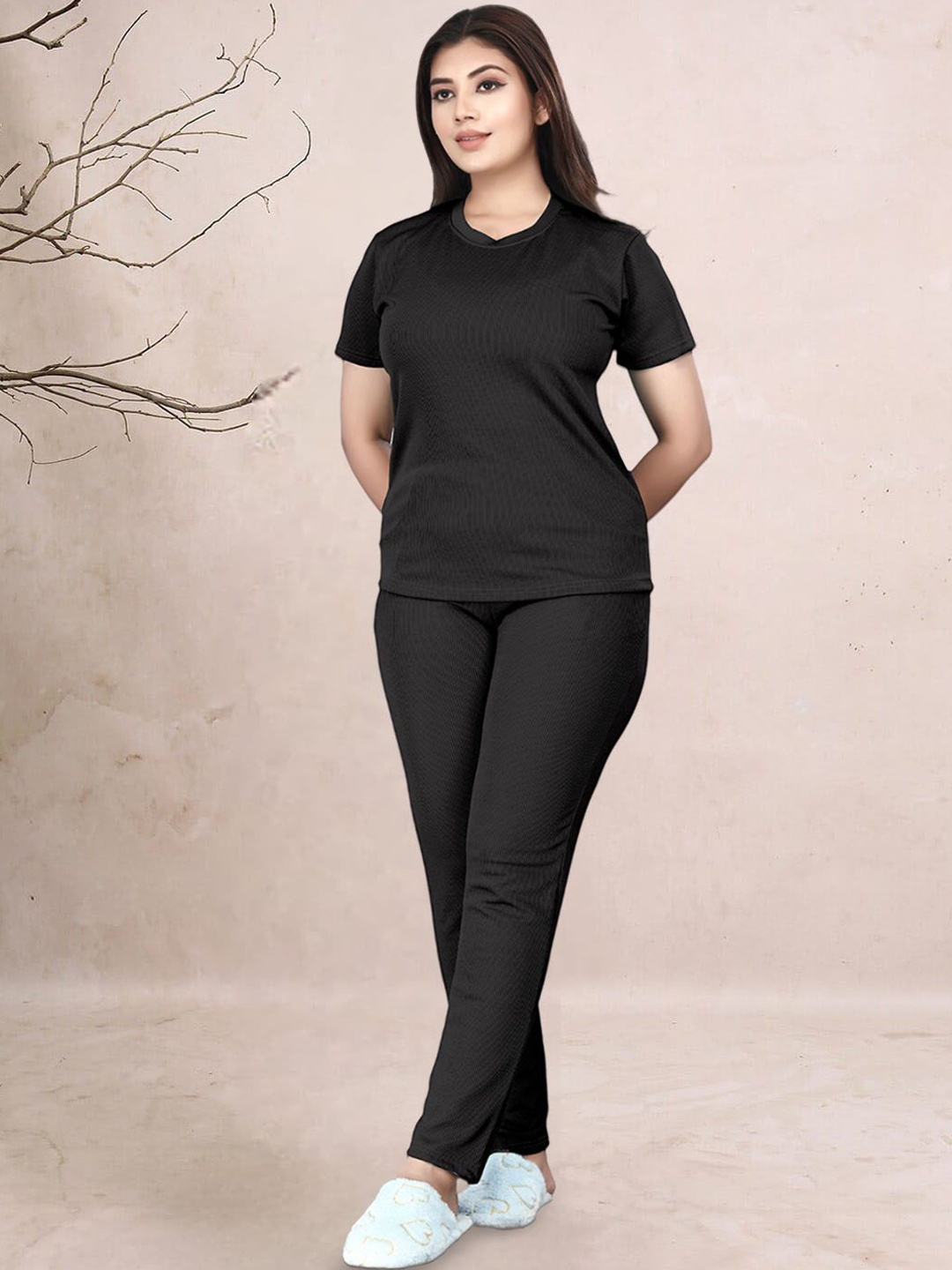 

DTR FASHION Top With Trousers Co-Ords, Black