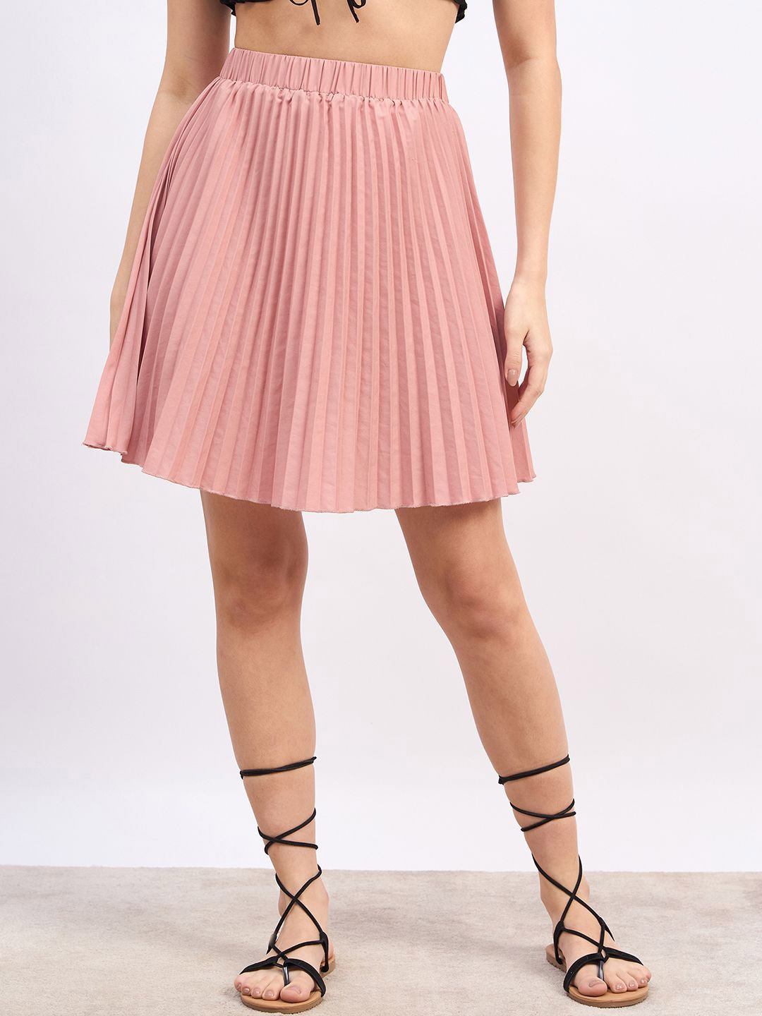 

Berrylush High Rise Pleated Above Knee Skirt, Pink