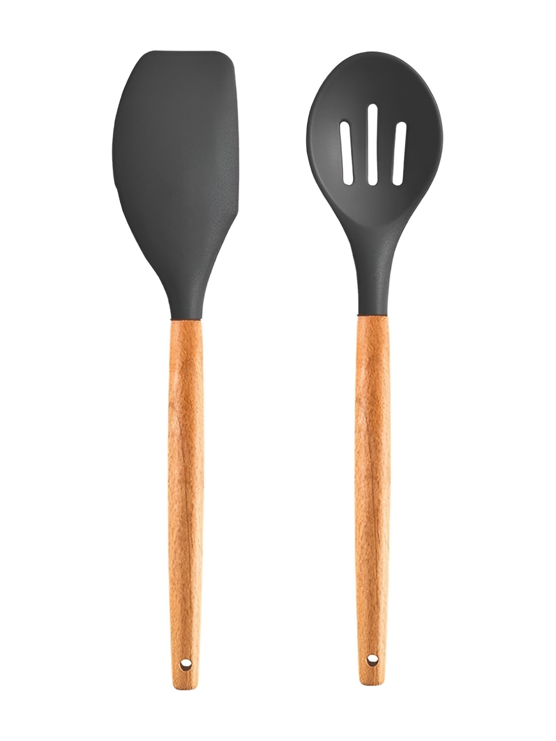 

We3 Grey 2 Pieces Silicone Slotted Spoon And Mixing Spatula